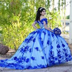 Royal Blue Beaded 3D Flowers Quinceanera Dresses Off Shoulder Ball Gown Sweet 16 | eBay Royal Blue Quince Dress, Quinceanera Dresses Princess, Lavender Prom Dress Long, Blue Quince Dress, Royal Blue Quinceanera Dresses, Blue Quinceanera Dresses, Quinceanera Dresses Mexican, White Quinceanera Dresses, Royal Blue Quinceanera