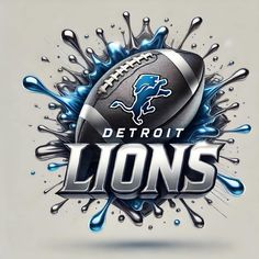 detroit lions football logo with water splashing around it