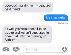 two text messages with one saying it's 11 at night and the other saying it's 11 at night