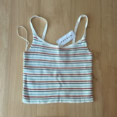 - Never Worn - Size Small Trendy Striped Tank Top For Spring, Trendy Striped Tank Top For Vacation, Cute Tank Tops Aesthetic, Everyday Striped Summer Tank Top, Everyday Striped Tank Top For Summer, Cute Tank Tops For Summer, Cute Pj Sets, Obx Clothes, Trendy Summer Tops