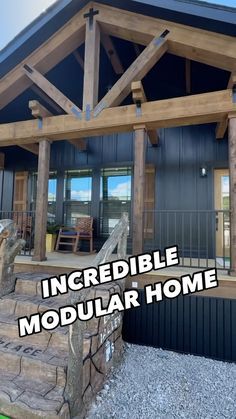 Modular Homes With Porches, Ready To Move Homes, Modern Farmhouse Modular Home, Pratt Homes Modular, Large Modular Homes, Modular Home With Basement, Rustic Modular Homes, Black Modular Home, Modular Barndominium