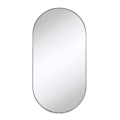 an oval mirror on a white background