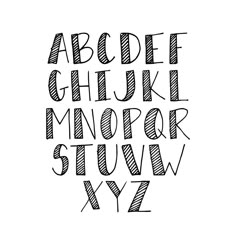 the alphabet is drawn with black marker on white paper, and it appears to be written in