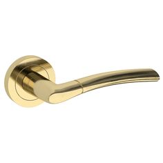 a brass door handle on a white background