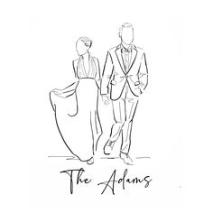 a drawing of two people in suits and ties