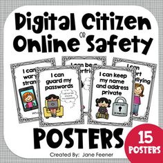 three posters with the words digital citizen and an image of people on their laptops