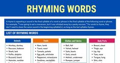 a list of rhyming words