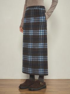 Composition : POLYESTER 90% WOOL 10%Country of Origin : China Check Skirt, Vintage Skirt, Blue Brown, Classic Style, Lookbook, Wardrobe, Wool, The Originals, Clothes For Women