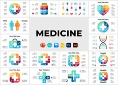 the medical powerpoint presentation is displayed in multiple colors and sizes, with icons on each side