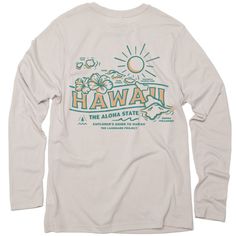 Explore Hawaii Unisex Long Sleeve Pocket Tee Long Sleeve Dune XS Map Of Hawaii, Tropical Outfits, Camping Clothes, Landmark Poster, Aloha Dress, Big Rock, Pets For Sale, Illustrated Map, Pocket Tshirt