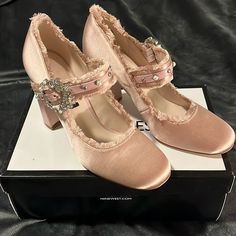 Never Worn Pink Satin Mary Janes Pink Pin, Nine West Shoes, Wear Pink, Pink Satin, Nine West, Mary Janes, Shoes Women Heels, Shoes Heels, Satin