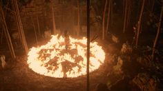 a person standing in front of a fire pit