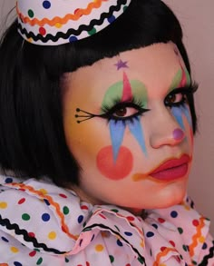 Real Clown Makeup, Happy Clown Makeup, Glam Clown Makeup, Colorful Clown Makeup, Clown Drag, Drag Clown, Clown Makeup Looks, Clown Face Paint, Cute Clown Makeup