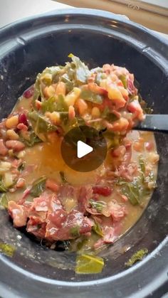 the food is being prepared in the slow cooker to be cooked for lunch or dinner