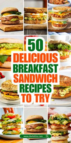 Breakfast sandwiches are the perfect way to enjoy a delicious and satisfying meal on the go or at the table. With these 50+ breakfast sandwich recipes, you can create endless variations to fit your cravings. Whether you prefer classic combinations like bacon, egg, and cheese or want to try something new like avocado toast with poached eggs or a veggie-packed breakfast muffin, these recipes will have you covered. From savory to sweet, these breakfast sandwiches offer versatility and flavor, making them ideal for quick mornings or leisurely brunches! Grab And Go Breakfast Sandwich, Healthy Breakfast Sandwich Recipes, Homemade Breakfast Sandwich, Avocado Breakfast Sandwich, Cream Cheese Breakfast, Healthy Breakfast Sandwich, Egg Sandwich Breakfast, Breakfast Muffin, Packed Breakfast