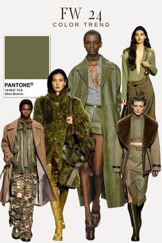 Clothes Color Theory, Pantone Winter 2024/25, Fw 2024 Color Trends, Aw Fashion 2024, Pantone Fall Winter 2024/2025, Mint And Brown Outfit, Fall 2024 Fashion Color Palette, Aw24/25 Fashion Trends, Saint Laurent Fall 2024