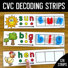 the printable cvc decoding strips are ready to be used for children's learning