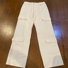 Cream Cargo Pants, Never Worn, Size 4 Baggy Cream Cargo Pants, Spring Cream Cargo Bottoms, Cream Cotton Cargo Pants, Cargo Pants Cream, Cheap Full-length Beige Cargo Pants, Cream Cargo Pants Outfit, Cream Cargo Pants, Cargo Pants Color, Cargo Pants Outfit