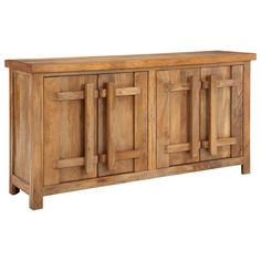 the sideboard is made out of wood and has two doors on one side, and three