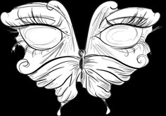 a drawing of a butterfly with large eyes