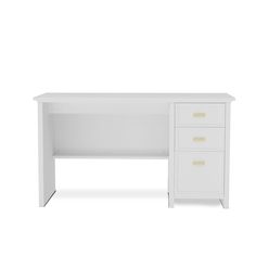 a white desk with two drawers on it