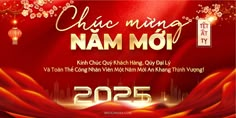 an advertisement for the upcoming year of nam moi, which features red and gold decorations