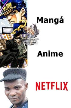 an image of a man with anime characters in the background and text that reads, mango anime netflix