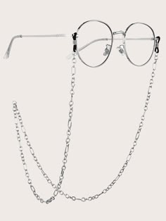 Plateado  Collar  Cobre  Cadena de gafas Embellished Emo Glasses, Emo Jewelry, Oval Glasses, Sunglass Chain