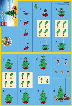 the instructions for how to make a lego christmas tree with pictures and instructions on it