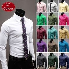 5124 Mens Luxury Casual Slim Fit Stylish Dress Shirts 17 Colors 5 Size Shirt And Tie, Business Shirt, Slim Fit Dress Shirts, Business Dress, Fitted Dress Shirts, Cotton Long Sleeve Shirt, Business Shirts, Slim Fit Dresses, Mens Button Up