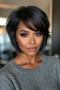 Short Curly Hair Dos Easy, Black Hair Styles Straight, Chinese Bob Black Women, Short Hair Bob Black Women, Short Black Hair Black Women, 1950 Hairstyles Short, Short Black Hair Round Face, Hairstyles For Thinning Hair Black Women, Elegant Haircuts For Women