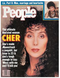 the cover of people magazine featuring cherraved woman in black dress and large earrings