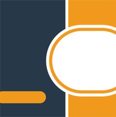 an orange and blue background with a white circle