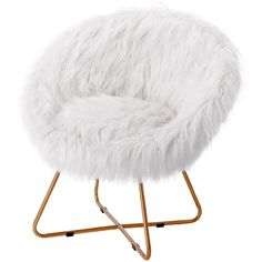 a pink furry chair with metal legs