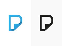 the letter p is cut in half and placed on top of each other to create a logo