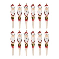 Get into the holiday spirit with this set of Santa Drop Ornaments! Whether you're adding a touch of cheer to your tree or gifting to a loved one, these ornaments will definitely bring smiles to your home. With festive red and white tones, carved design, and a quality solid wood construction, these joyful decorations are sure to last for years to come! Add a little something special this holiday season with this memorable set of ornaments. C9 Christmas Lights, Pre Lit Wreath, Berry Garland, Lighted Ornaments, Blue Tree, Carved Designs, Michael Store, Christmas Ornament Sets, Anniversary Photos