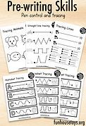 four worksheets for pre - writing skills