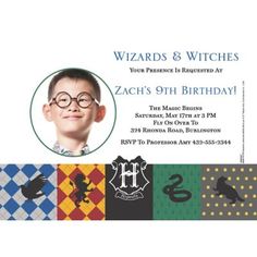 an image of a birthday card for a boy with harry potters symbols on it