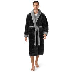 Pavilia Premium Mens Fluffy Soft Faux Shearling Fleece Robe Bathrobe with Shawl Collar, Pockets, Waist Tie Belt Classic yet modern and designed to be used as a comfortable mens bathrobe and night robe in your home, after shower, bath, pool, and spa. Fuzzy faux fur faux shearling robe for me features fleece material feels warm and cozy on your skin. Comes with a shawl collar, adjustable waist belt, and 2 pockets. Constructed with 280 GSM (460 GSM for faux shearling) of high-quality microfiber polyester that is soft to touch, easy to care for, and lightweight at the same time. Available in many colors and sizes to keep you warm, cozy, and stylish around your home! Pavilia is the Comfort You Can Trust! Our Vision To provide premium home goods that improves and enriches the life of everyone. W Fleece Robe, Bathrobe Men, Soft Robes, One Piece Clothing, Hospital Gown, One Piece Pajamas, Sherpa Fleece, Shawl Collar, Leotards