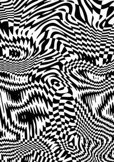 an abstract black and white pattern with wavy lines in the center, as if it were optical art