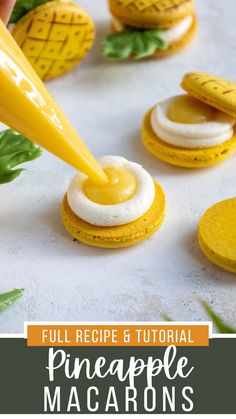 the recipe for pineapple macarons is being made with fondant and butter