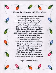 a christmas poem with lights on it