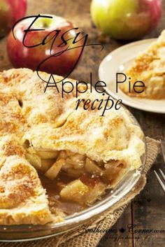 an easy apple pie recipe on a wooden table