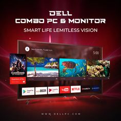 an advertisement for dell's new smart tv, called the compo pc monitor