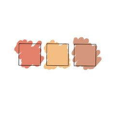 three square shapes are shown in different colors