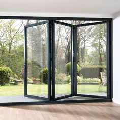 an open patio door on a wooden floor