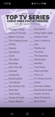 the top tv series checklist for each one you've finished, with text over it