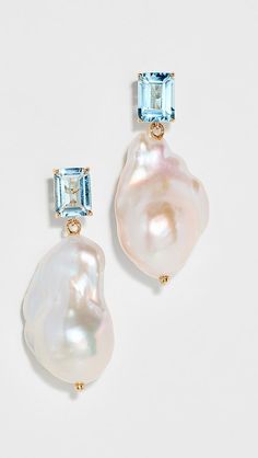 Mateo 14k Blue Topaz and Baroque Pearl Drop Earrings | Shopbop Freshwater Cultured Pearls, Jewelry Lookbook, Green Amethyst, Dream Jewelry, Jewelry Inspo, Pearl Drop Earrings, Baroque Pearls, Pearl Drop, Mode Outfits