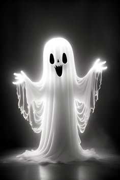 a ghostly ghost with glowing eyes and arms