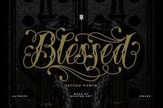 a black and gold typeface with the word bersed on it